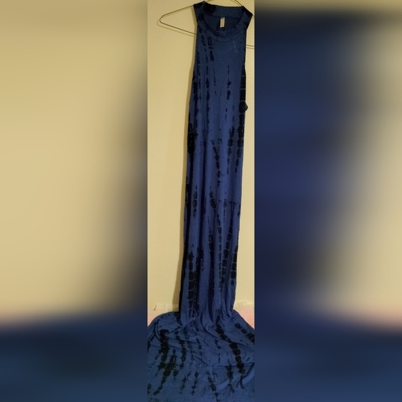 Pre-Owned Pinklicious Stretchy Navy Blue Tie Dye Long Dress With No Sleeves (M) - Picture 1 of 6
